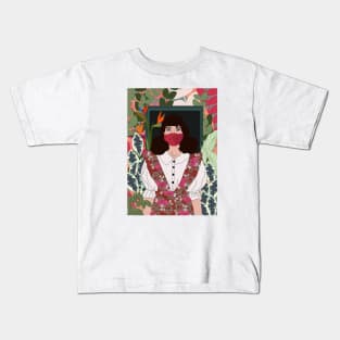 Girl with mask. Exotic interior Kids T-Shirt